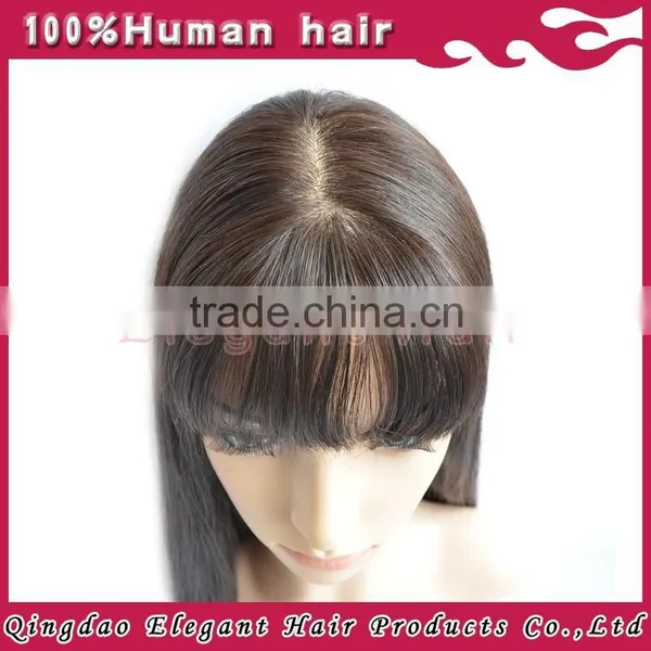 AAAAA Grade Natural Hair Line Peruvian Remy Full Lace Silky Straight Human Hair Wig With Bang photo-5