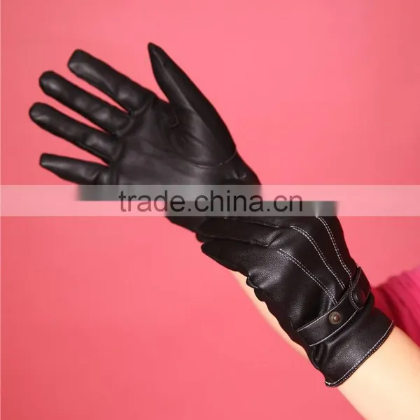 Three Lines With Velvet Men's Leather Gloves, Fall and Winter Warm Velvet Fashion Line Cycling Gloves, Cold Weather Gloves photo-4