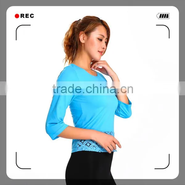 Factory Provide Latest Design Custom Seamless Long Sleeve T-shirts With Lace photo-3