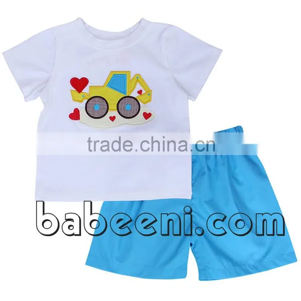 Adorable Truck With Red Hearts Applique Boy Sets