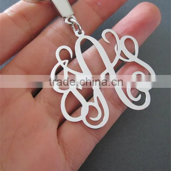 Well Popular Silver Plated Monogram Brass Keychain photo-4
