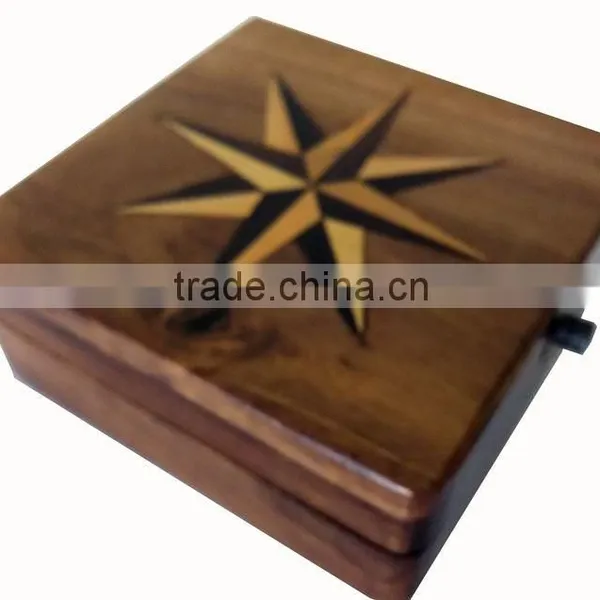 Antique Vintage Brass Compass -CLASSIC GIFT COMPASS WITH WOODEN BOX 13516 photo-2