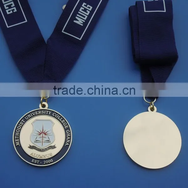 College Souvenir Gold Plating Award Ribbon Medal