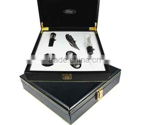 Wine Set Faux Leather Gift Box With Car Brand Logo Customized (Ford, BMW, BENZ,etc)