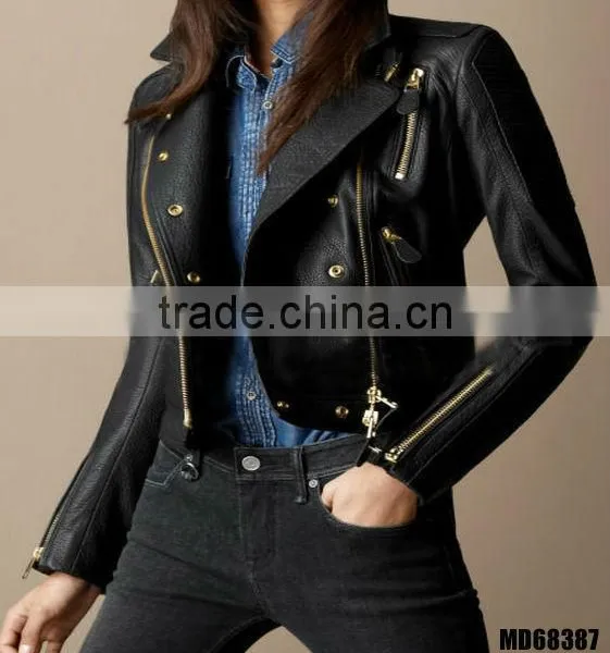PU Jacket & Black Effect on Surface for Ladier