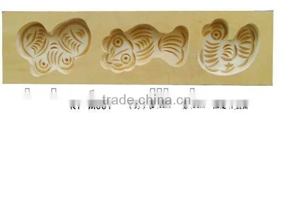 3 In1 Wood Mooncake Mold With 3 Different Animal Stamper M007
