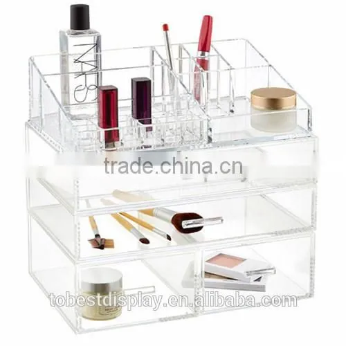 Excellent Acrylic Jewelry & Cosmetic Storage Display Boxes/acrylic Cosmetic Makeup Organizer With 3 Drawers and Top Open photo-5