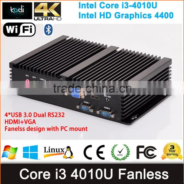Wholesale Mini PC Core i3 4010U Mini Computer Mini Itx Case Fanless Design PC Mini VGA+HDMI Intel Graphics Nano PC Desktop