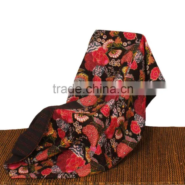 Wholesale Indian Cotton Kantha Quilt Indian Bedspread Indian Throw Bedcover Bed Coverlet photo-2