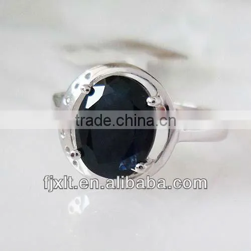 Newest Simplicity Genuine Blue Sapphire Cheap Silver Ring