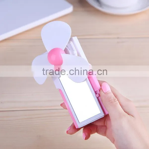 Lovely Unique Foldable USB and Battery Use Mini Mirror Fan For Women photo-4