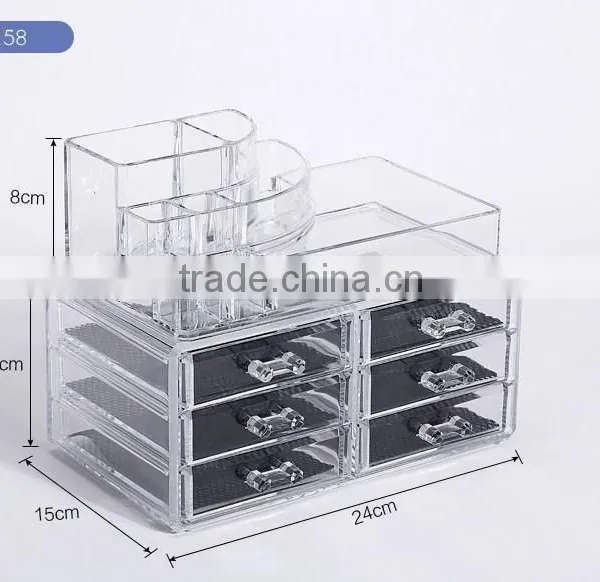 Make up Cosmetics Acrylic Jewelry & Cosmetic Storage Display Boxes Two Pieces Set photo-4