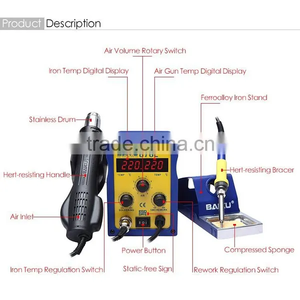 2016 BAKU New Design BK878L2 Welding Machine Double Digital Rework Station Quality Choice photo-4