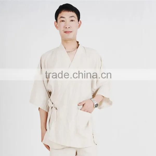 Mens French Linen Japanese Kimono Sleepwear photo-5