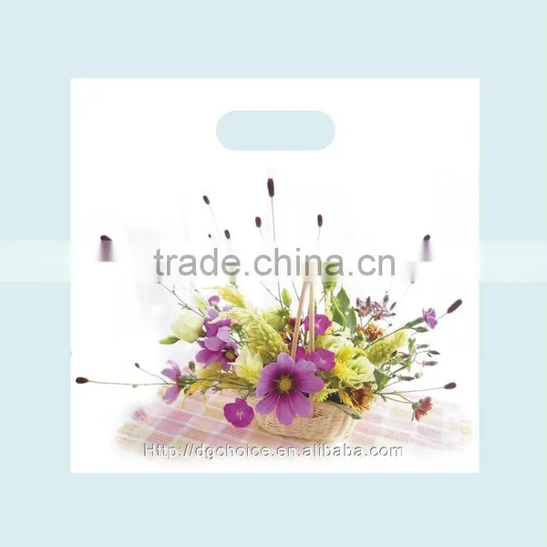 Plastic Bag Retailers General Merchandise Die Cut Bag With Reinforced Handle