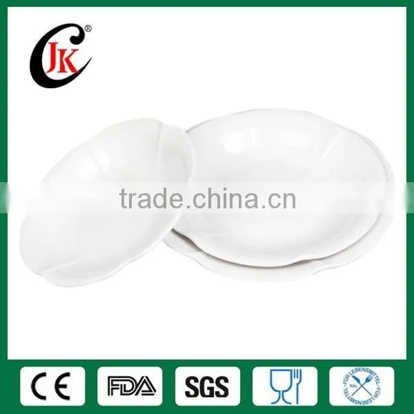 Wholesale 8" 10"12" Flower Shape White Cheap Ceramic Salad Plate photo-2