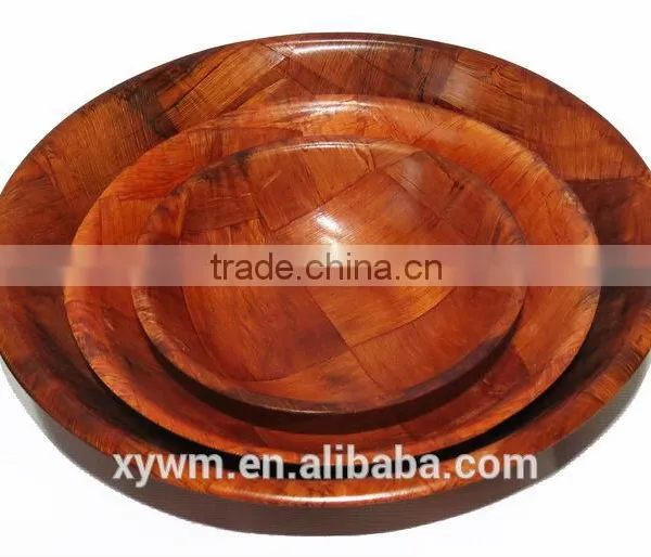 Bamboo Wooven Set of 3 Round Salad Dinner Bowls photo-2