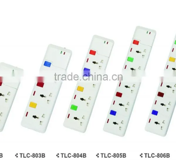 6 Way Colorful Individual Switch Extension Socket With Pure Copper Insert Clip photo-2