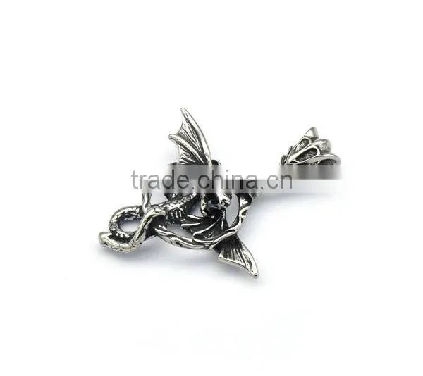 Personality Mens Silver Casting Stainless Steel Factory Punk Snake Pendants Skull Charm photo-3