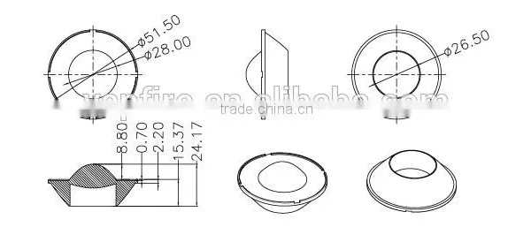 Lens 85 X135 Degrees for Imitation Lumens Match XPC/E/G;XT-E;XB-D;XH-B/G (Ilenstech01CR-AH85135H) photo-2