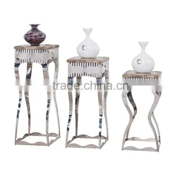Marble Top Silver Stainless Steel Flower Stand for Hotel photo-2