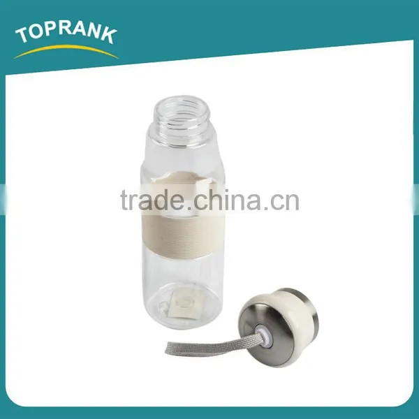 Toprank Custom Printing Outdoor 400ml Sport Travel Clear Plastic Water Bottle With Sleeve Case Cover photo-2