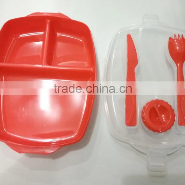 BSCI Factory LFGB FDA Passed 3 Compartment Lunch Box,Plastic Food Container photo-3