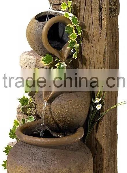 Four Rustic Jugs Cascading Water Fountain photo-2