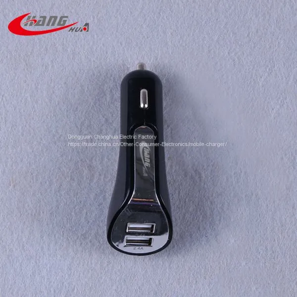 Black Color 5V2A Portable Dual Usb Car Battery Charger