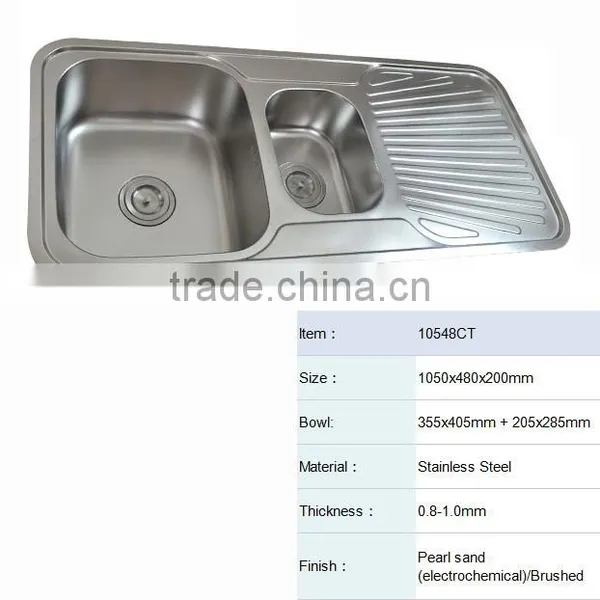 Stainless Steel Double Bowl Kitchen Sink With Right or Left Hand Drainer photo-2