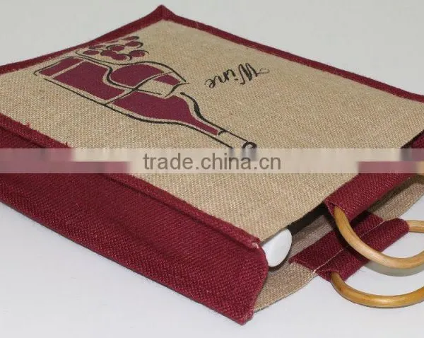 Strong Bag for Three Wine Bottles Jute Bag With Window -promotional Wholesale Custom Three Bottle Wine Bag photo-5