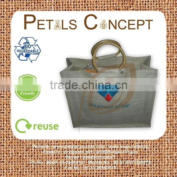 Jute Six Bottle Wine Bag photo-1