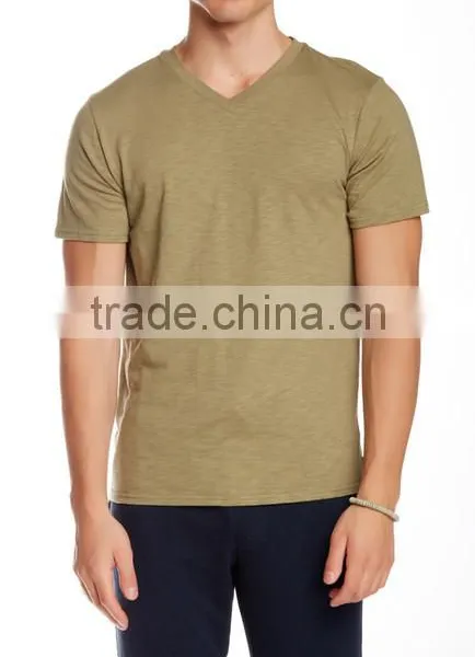 T-shirts 100% Cotton Robert Short Sleeve Slub V-Neck Tee T-shirts T-shirts for Men photo-2