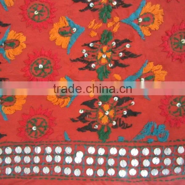 Deep Rust Orange PHULKARI GEORGETTE DUPATTA SHAWL, Sequin Hand Embroidery photo-4