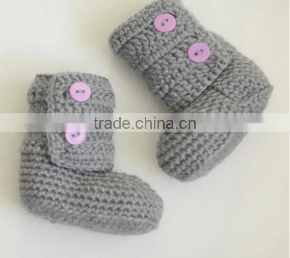 Wholesale Baby Shoes Crochet Kid Shoes Warm Winter Snow Pink Knitting Shoes photo-3