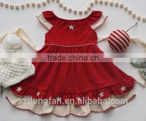 2016 Hot Sale Baby Girls Holiday Boutique Red Dress for Kids Girl Christmas Dresses photo-4
