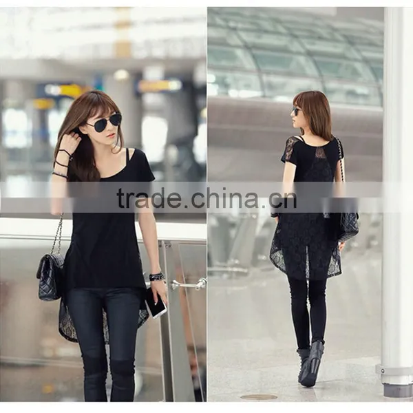 Moq.1pc Lace Design Hollow Stitching Slim Simple Blank Korean t Shirt,Summer Style t Shirt,t Shirt Design photo-6