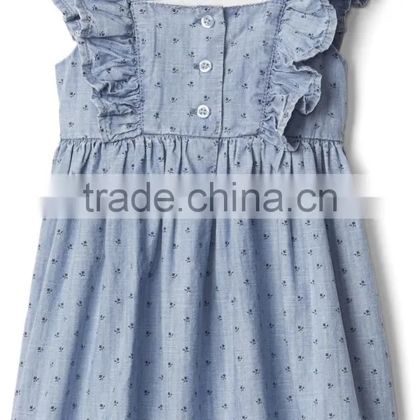 Bulk Wholesale 2017 Kids Clothing Cute Baby Girl Summer Clothes Elegant Floral Flutter Dress photo-3