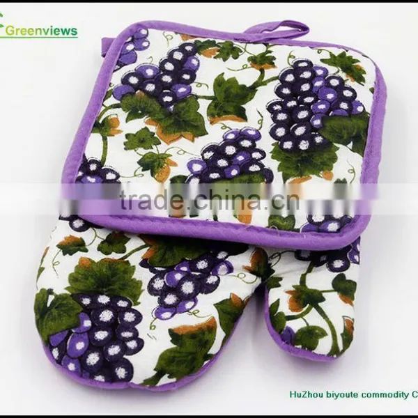 2pc Kitchen Set Oven Glove Pot Holder Cotton Printed Oven Mitt and Pot Holder Set for Kitchen photo-5