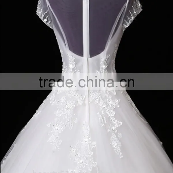 Wholesale 2017 Wedding Dress Elegant A-line Sweetheart Cap Sleeve Tulle With Lace Wedding Gown Bridal Dresses F106 photo-4