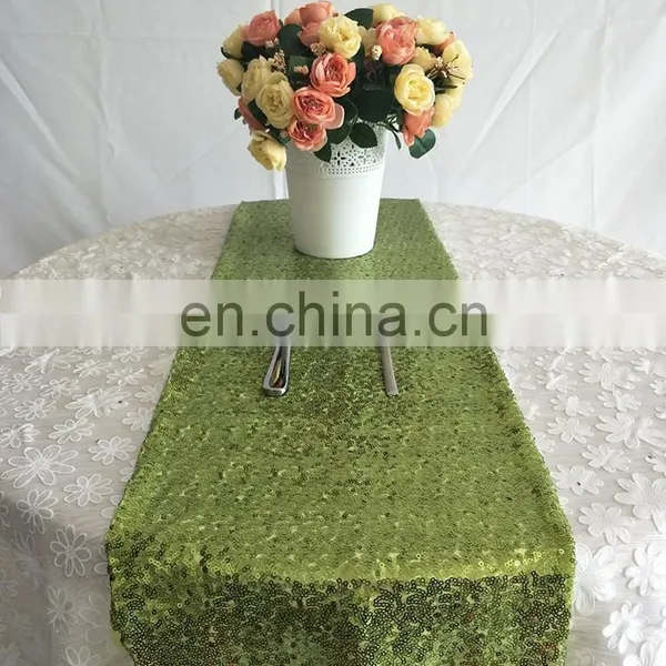 Glitter Sequins Fancy Wedding Green Table Runner photo-2