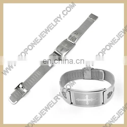 Fashion Stretch Ladies Stainless Steel Mesh Bracelet With Bear Charm photo-3