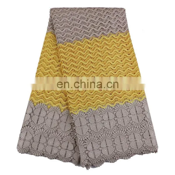 New Arrival African Lace Fabrics High Quality Cord Guipure Lace Fabric Women Nigerian Water Soluble Lace Fabric With Beads photo-3
