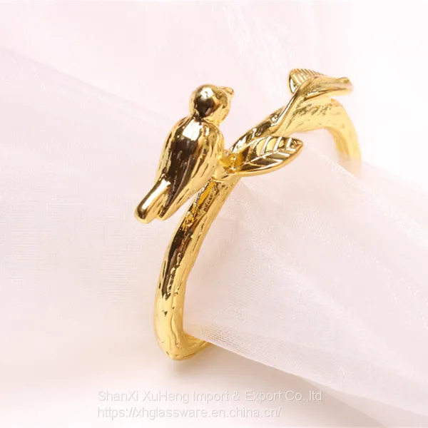 Bulk Gold Bird Napkin Ring Wedding Serviette Rings photo-2