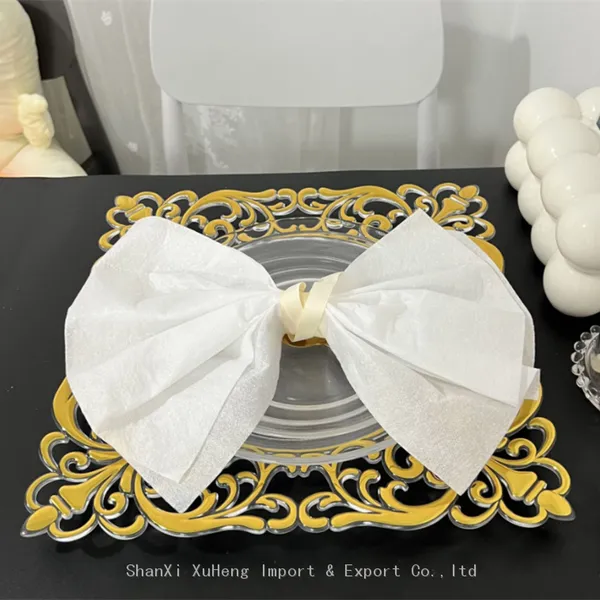 Luxury 12 Inch Gold Rim Square Plastic Charger Plate Candy Chocolate Fruit Plate for Wedding Party Event photo-4