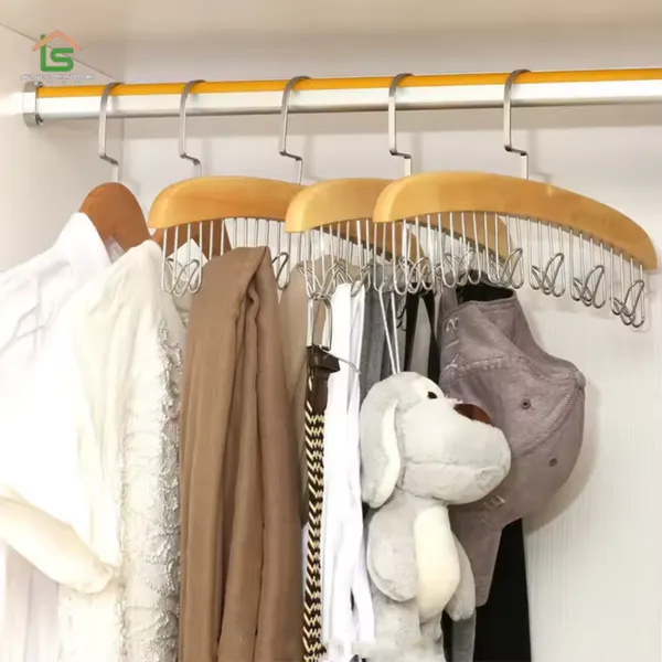 Custom Luxury Wooden Scarf Neck Tie Belt Hangers For Display photo-5