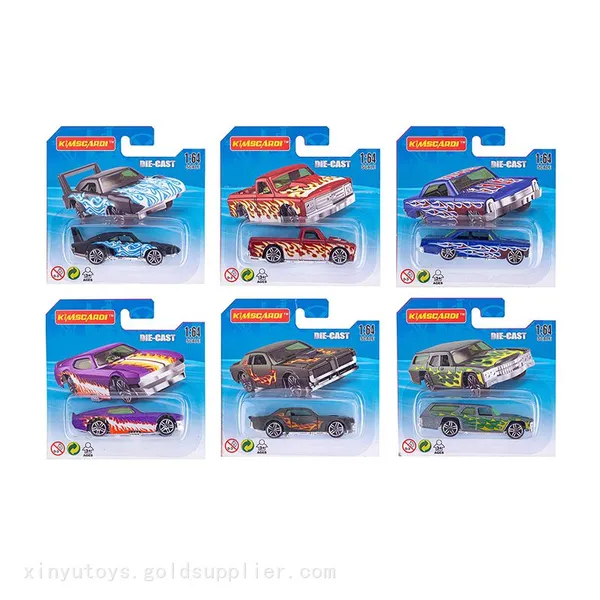 1:64 Diecast Metal Cart Fire Pattern 3 Inches Free Wheeling Alloy Kid Toys