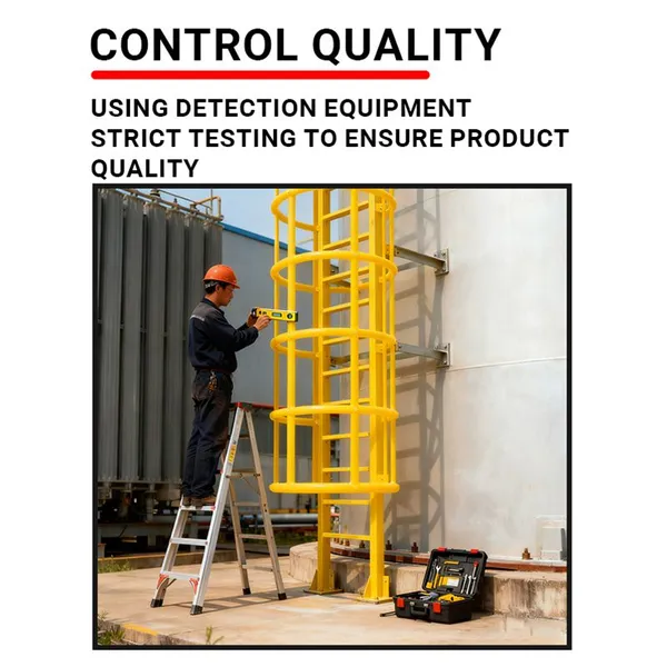Non-conductive GRP Caged Ladder Insulated Industrial Access Ladder Anti-rust Vertical Ladder for Power Station photo-5