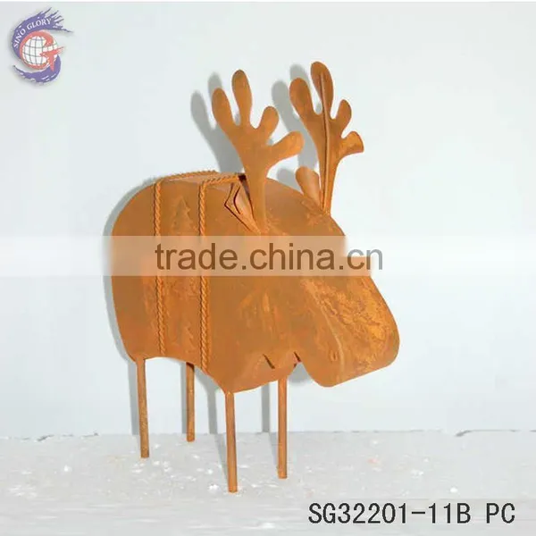 Christmas Garden Decoration Metal Rust Deer photo-5
