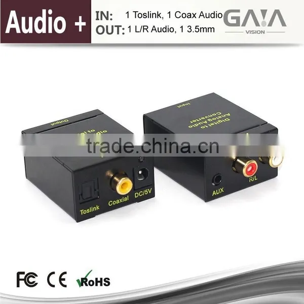 Digital Optical Coaxial Toslink Signal to Analog Audio Converter With 3.5mm Audio Converter Adapter